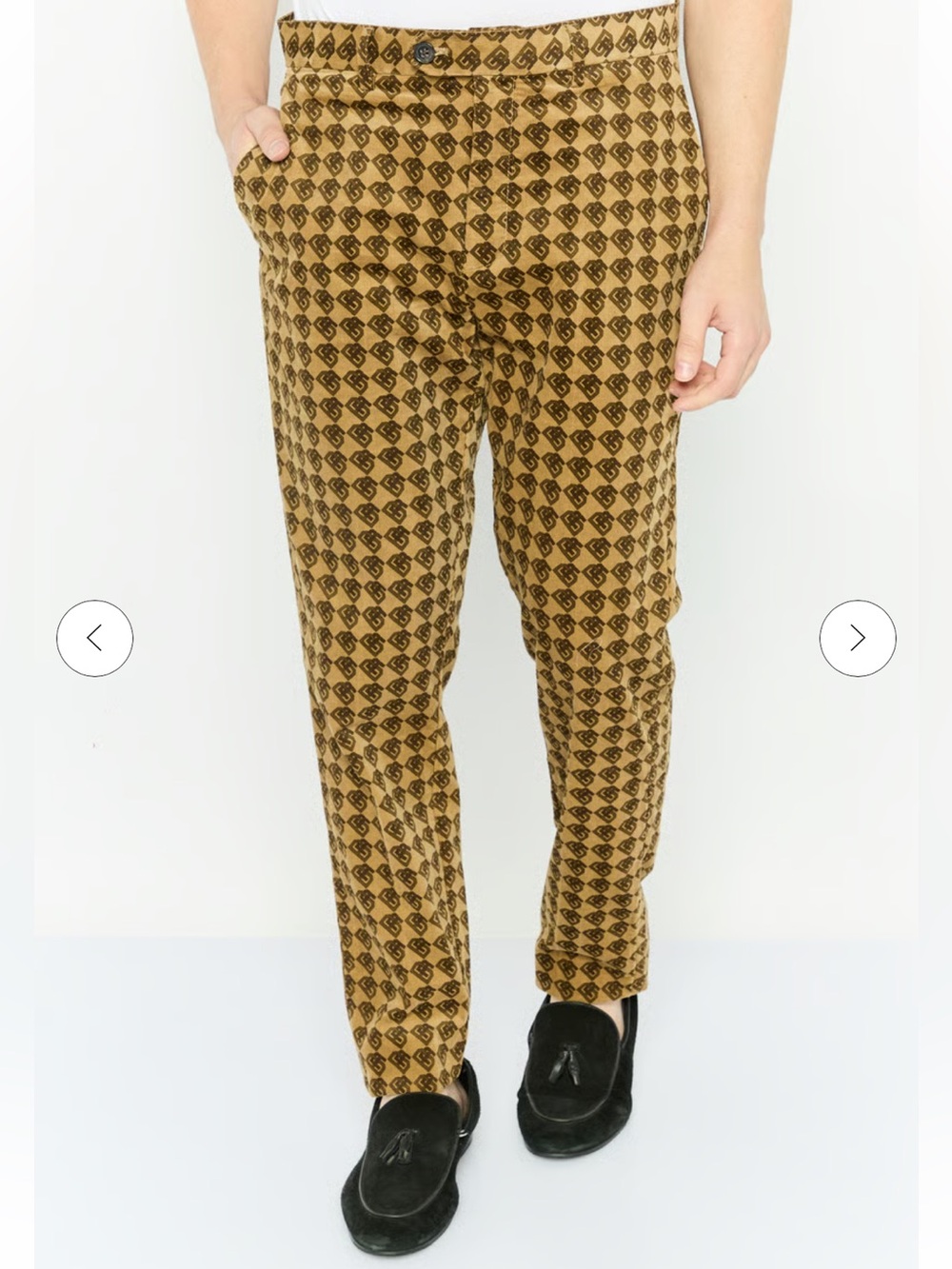 Banana Republic Men's Brown Patterned Monogram Logo Corduroy Slim Fit Pants 33